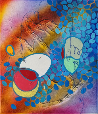 Evan Woodruffe 2024 19th July 35cm x 30cm acrylic and mixed media on linen v2