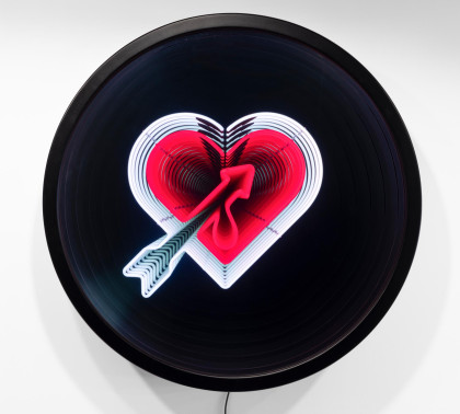 Robert Jahnke Ikura Manawa Ma 2023 Powder coated mild steel aluminium neon mirror pane mirror electricity 1170 diameter x 210mm